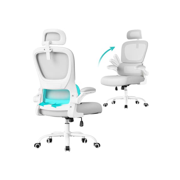 Kontorsstol - ergonomisk med fällbara armstöd - grå