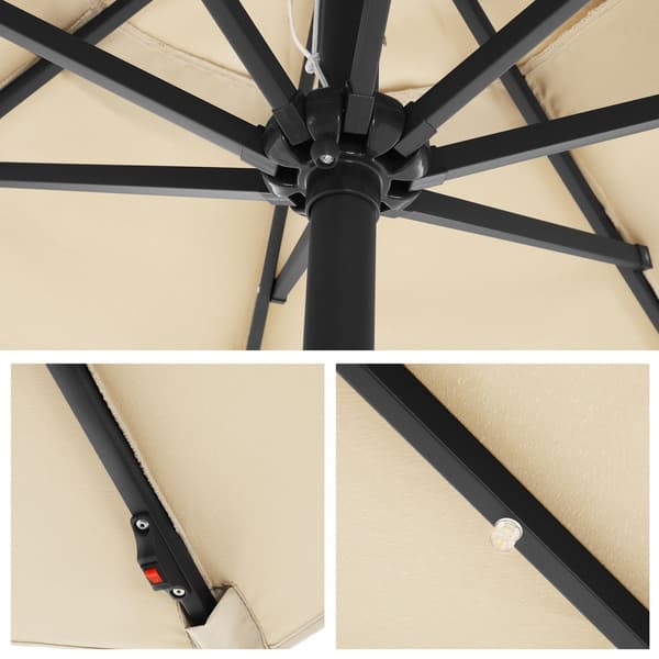 Solcellsdriven parasoll med LED-belysning Beige
