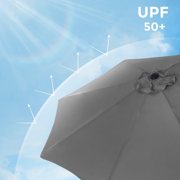 Parasol - Ø 300 cm - Med håndsving - Grå