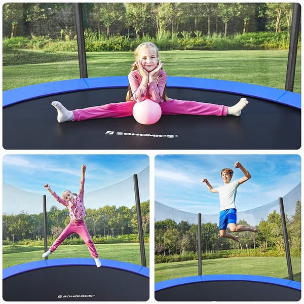 Trampolin - med sikkerhedsnet og trappe - sortblå