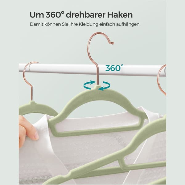 Klädhängare - sammet - set om 50 - ljusgrön