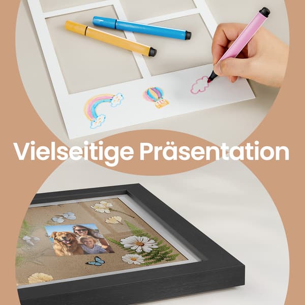 Fotoram A4 - Traceless väggkrokar - Asksvart