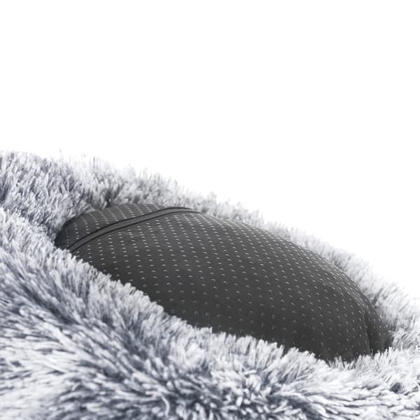 Hundbädd - Munkformad - Mjuk plysch - Grå