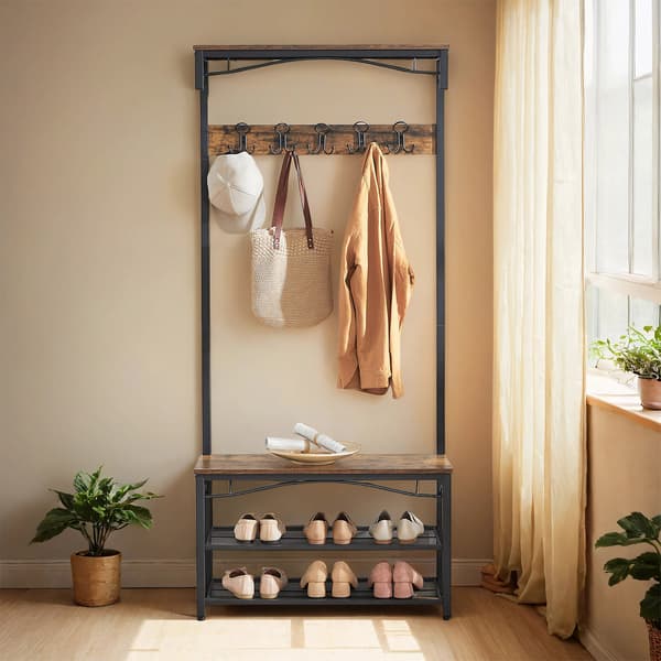 Garderobe - Industriel stil - Med skohylde - Sort