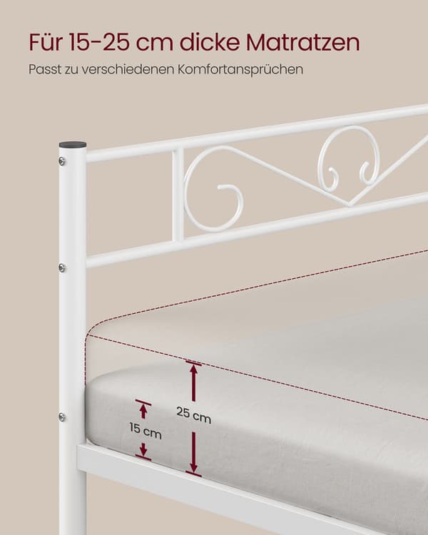 Seng 90 x 200 cm - Nem montering - Mat hvid