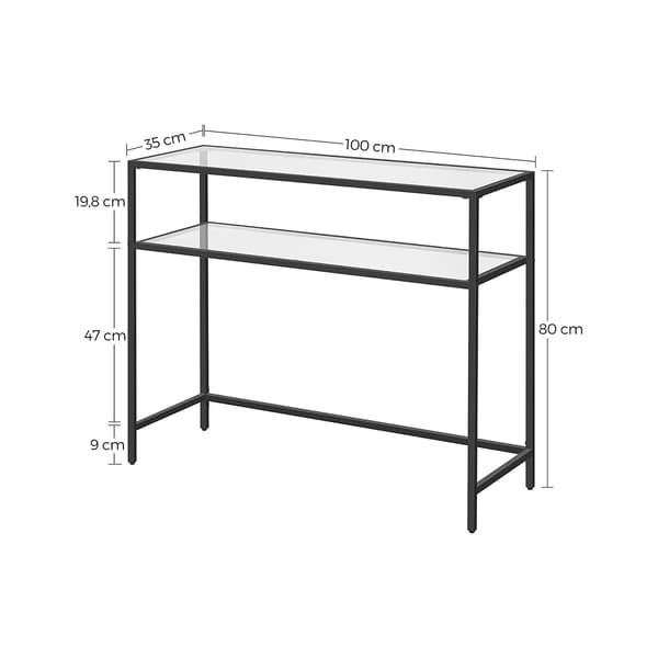 Sidebord - Moderne design med 2 hylder - Sort