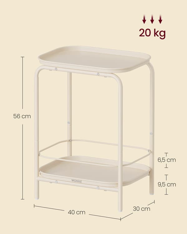 Sidebord med 2 niveauer - moderne - cremehvid