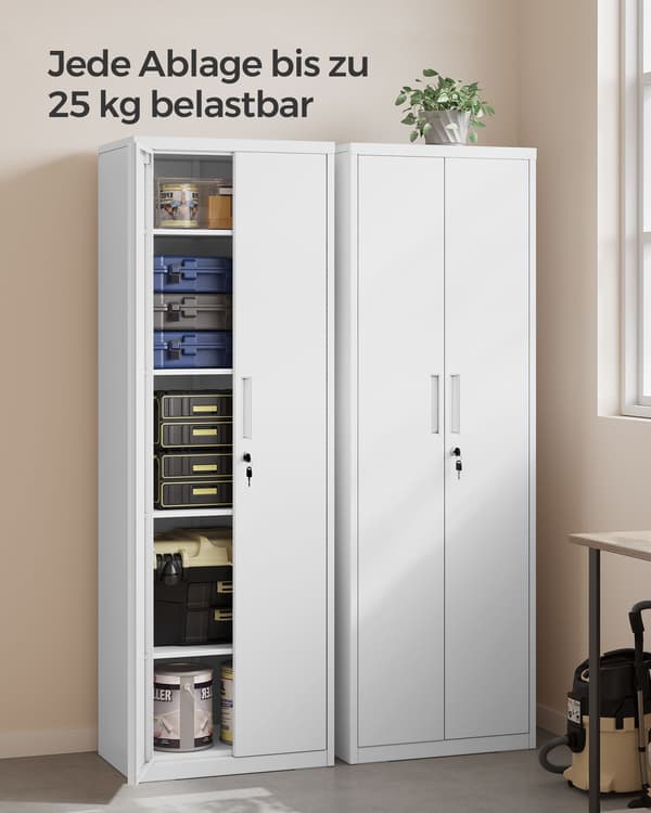Arkivskåp - 5 nivåer - Pulverlackerat stål - Mattvit