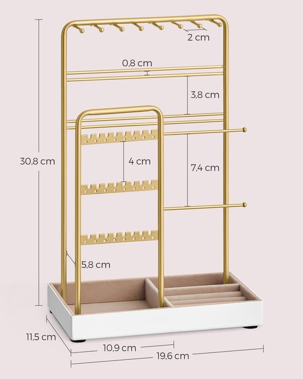 Smykkeholder - elegant design - fløjl - sort