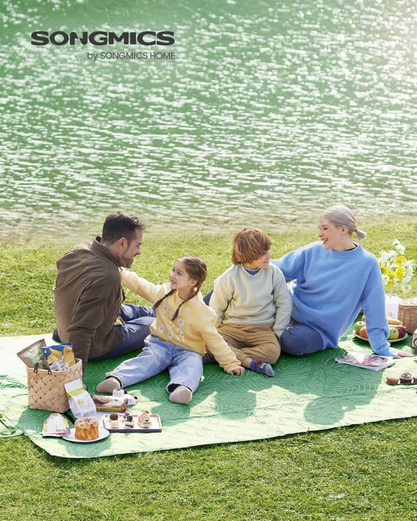 Picnictæppe - maskinvaskbart og foldbart - mintgrøn