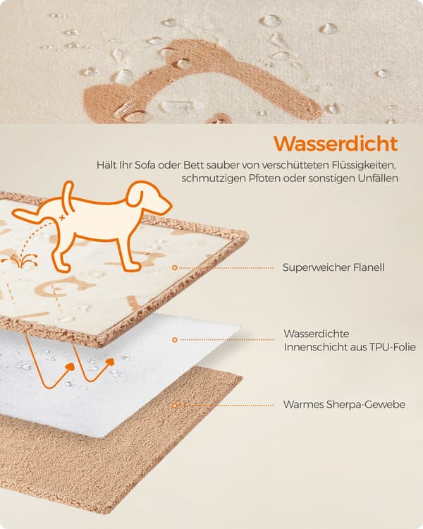 Hundetæppe - vandtæt - til miniaturehunde - beige