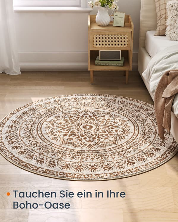 Rundt tæppe - Boho-stil - Cappuccino Beige