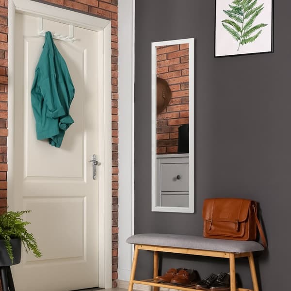 Rektangulär - helkroppsspegel med hängkrok för dörr - 33 x 119 cm - Vit
