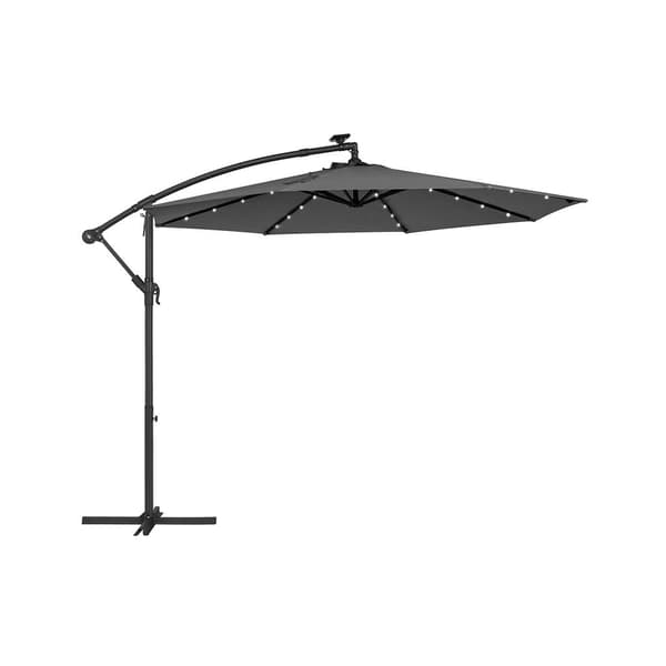 Parasoll med LED-belysning - 300 cm diameter - Grå