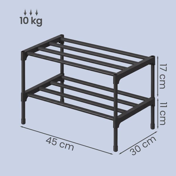 Kenkäteline - 2 tasoa - modulaarinen - tilaa säästävä - musta