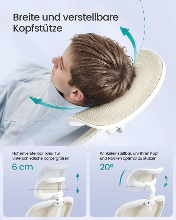 Kontorstol - ergonomisk med foldbare armlæn - beige