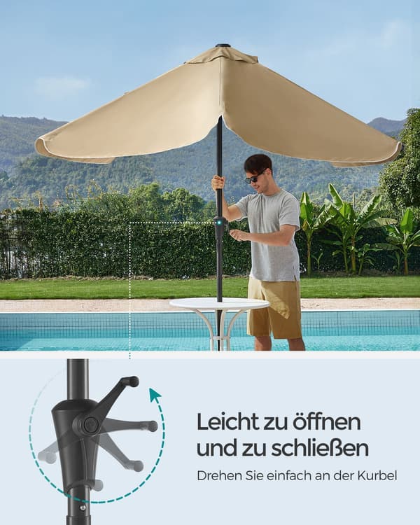 Rektangulær balkonparasol - uden stativ - taupe