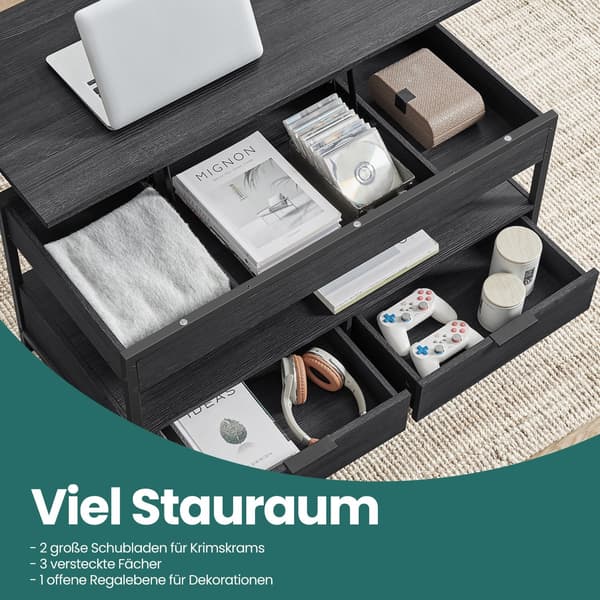 Soffbord - Höjdjusterbart - Antracitgrå och svart