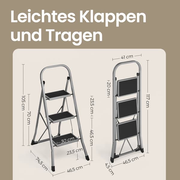 Trappestige - Sammenklappelig og pladsbesparende - Duegrå