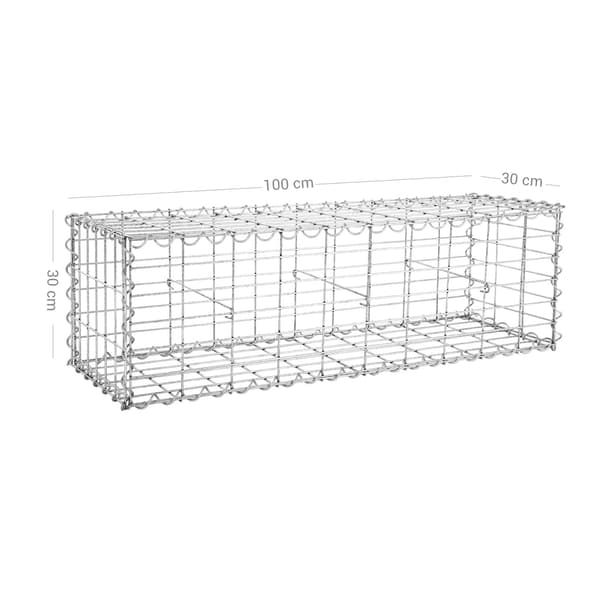 Gabion - Havemur til sten - 100 x 30 x 30 cm - Grå