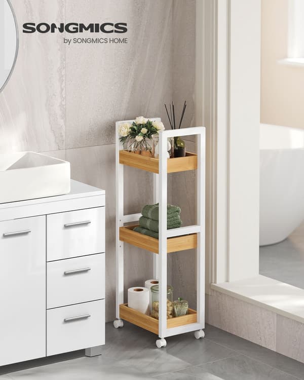 Badeværelseshylde - 3 niveauer - pladsbesparende - naturhvid