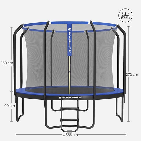 Trampolin - Med skyddsnät och stege - Mörkblå