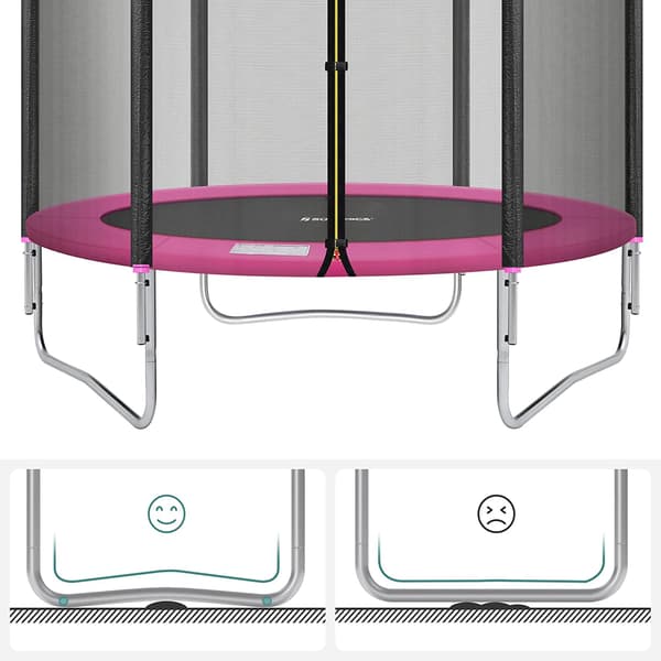 Trampolin - Med sikkerhedsnet og stige - Sort-pink