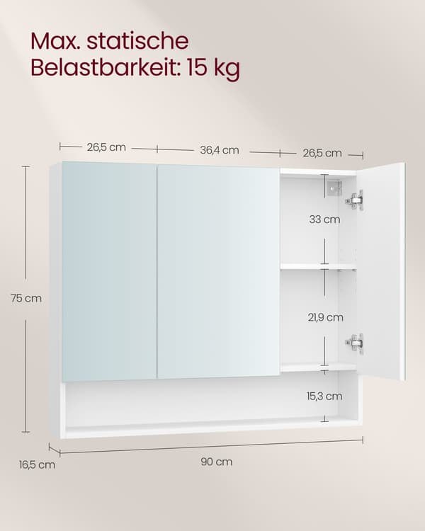 Badrumskommod - med 3 dörrar - molnvit