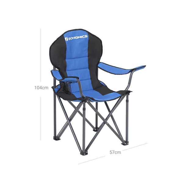 Campingstol - Sammenklappelig med Kopholder - Blå/Grå