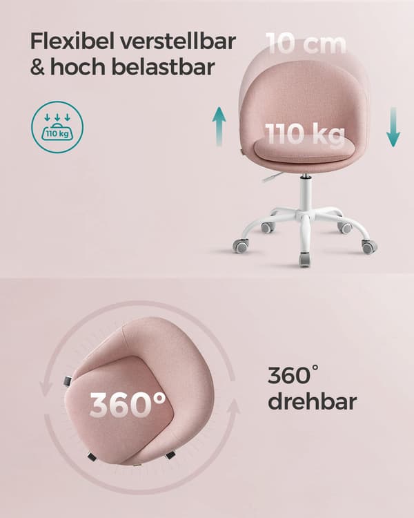 Hjemmekontorstol - højdejusterbar - pink