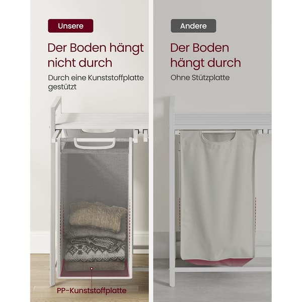 Tvättkorg - 2 x 46 L - med hyllplan - vit