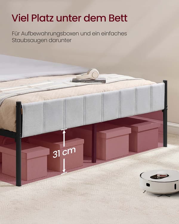Dobbeltsengestel med stållamelbund, duegrå