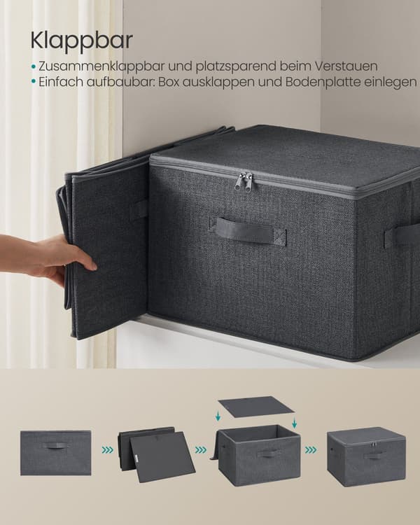Förvaringslåda med lock set om 6 skiffergrå