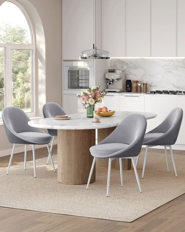 Matstolset om 2 med kuddar - Dove Grey och Cloud White