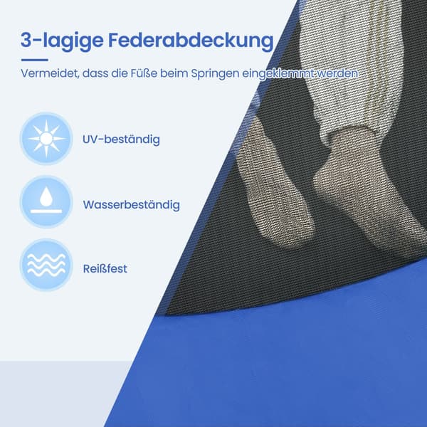 Trampolin 366 cm - Havetrampolin med sikkerhedsnet - sortblå