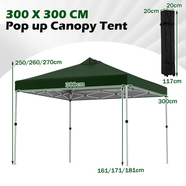 Pop - up paviljong med sandsäckar och markpinnar rep Fällbar - 4 3 x 3 m - Grön
