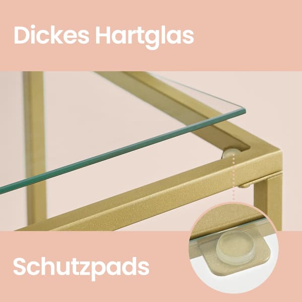 Sidobord - Härdat glas - Stål - Guldtransparent