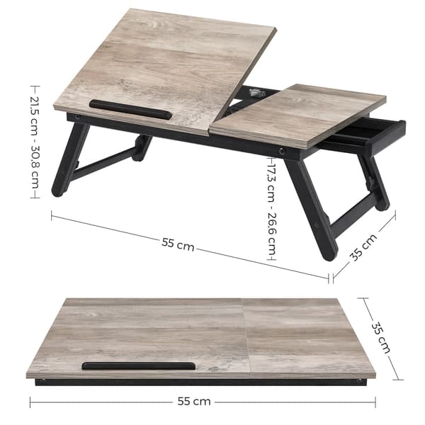 Morgenmadsbakke - foldbare ben - højdejusterbar - grå