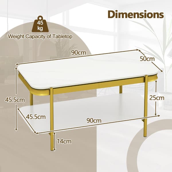 Rektangulär - soffbord Modern cocktailbord kaffebord akcentbord - Vit