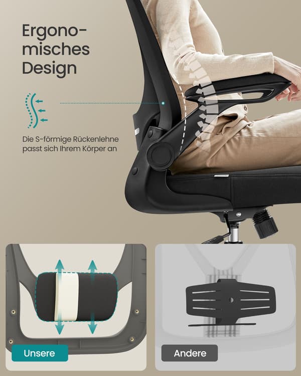 Ergonomisk kontorstol med mesh i blæksort