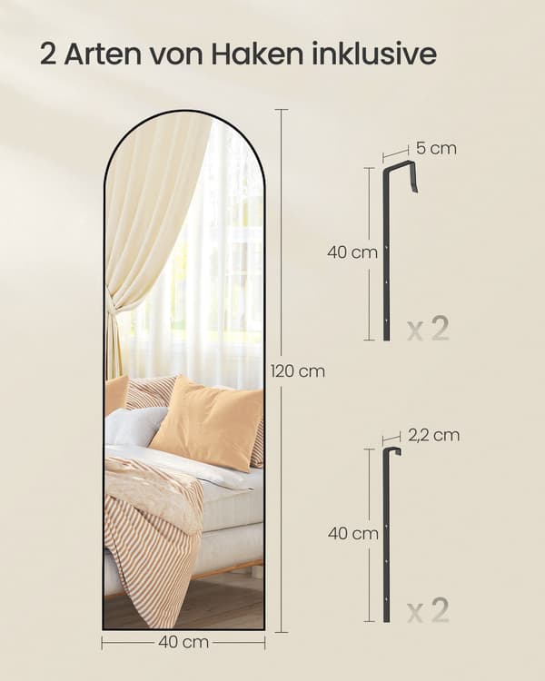 Helkroppsspegel - Böjd design - Bläcksvart