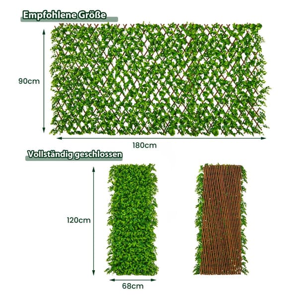 Artificiell - murgröna trädgård Privacy Screen växt vägg häckar med eukalyptus - Grön
