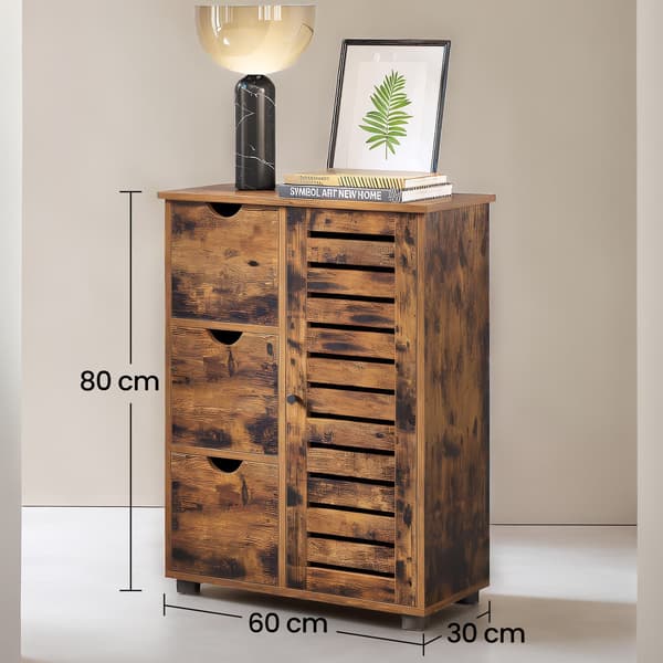 Smalt badrumsskåp - kompakt design - rustikt brunt