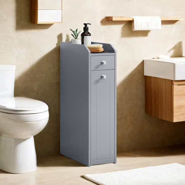Badeværelsesskab - Kompakt design til toiletpapir - Duegrå