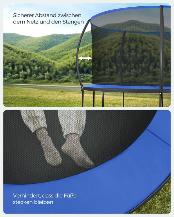 Trampolin Ø 427 cm - med indvendigt net - sortblå