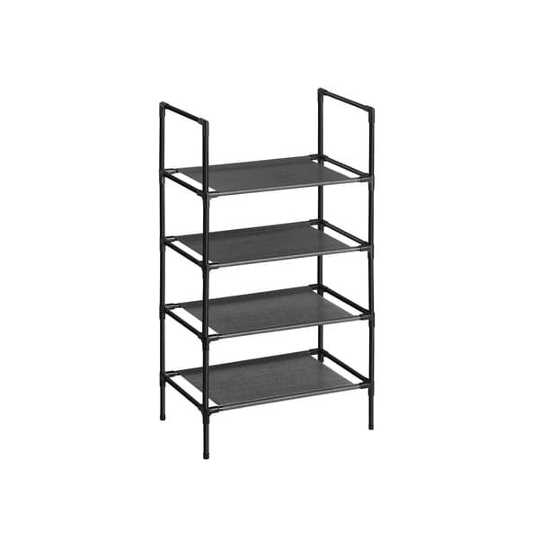 Skohylde - Pladsbesparende design - 4 hylder - Sort
