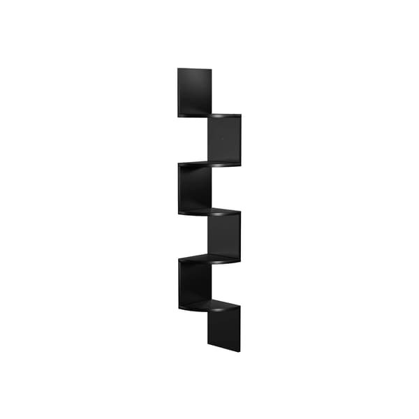 Hjørneskab - Zigzag-design - 5 hylder - Sort