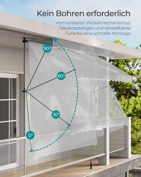 Klämmarkis - Handvev - 350 x 120 cm - Grå