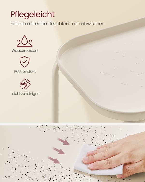 Sidebord med 2 niveauer - moderne - cremehvid