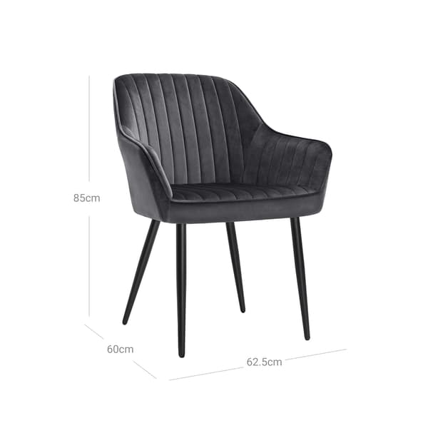 Spisestol - Ergonomisk design - Fløjlsæde - Mørkegrå